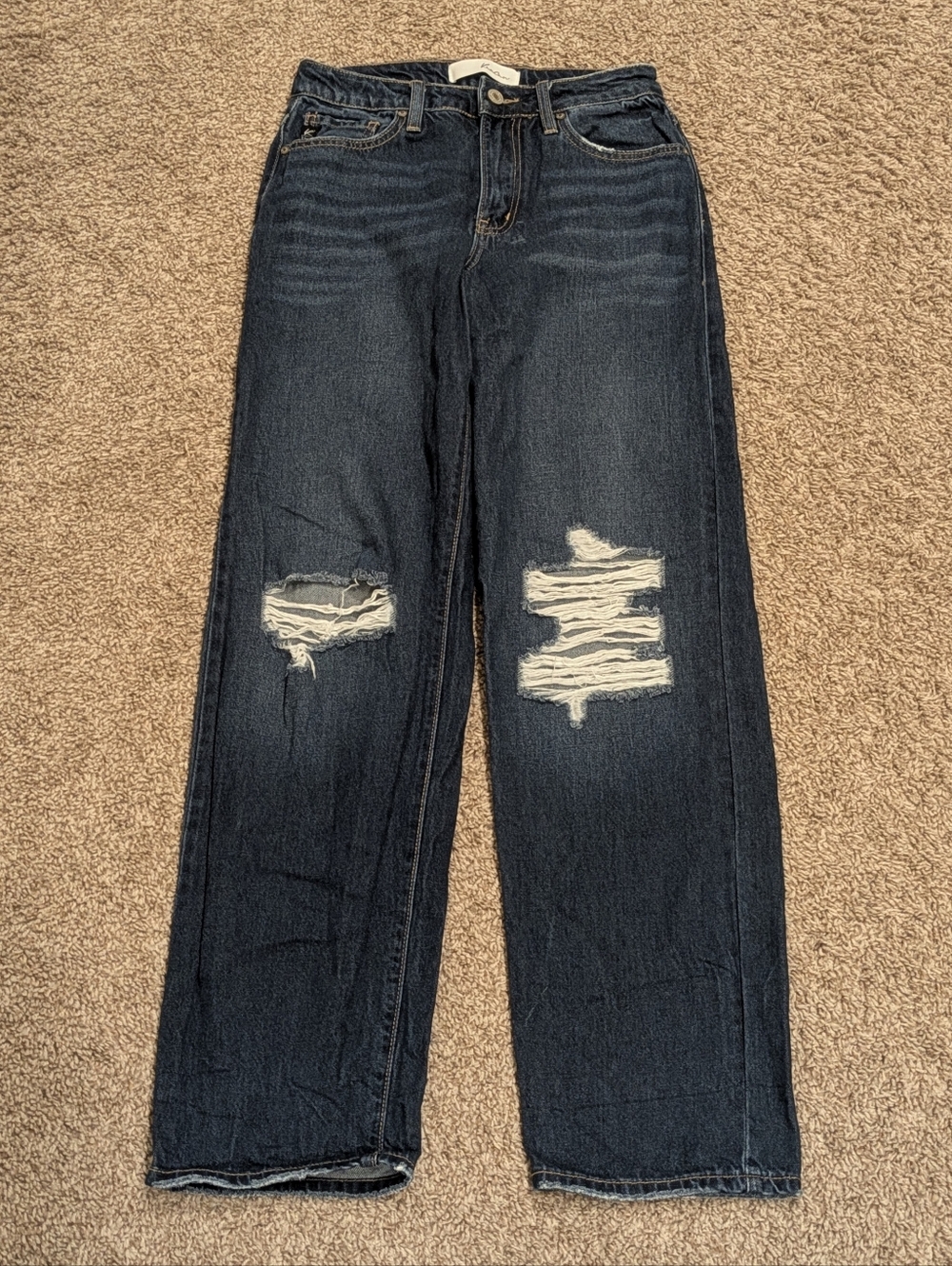 KanCan Dark Blue Distressed Boyfriend Jeans